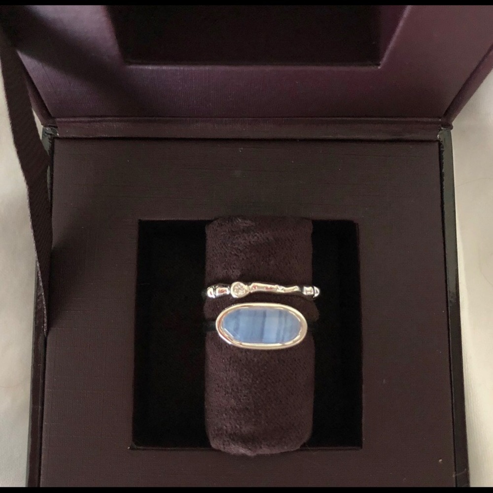 Monica Vinader Rings Blue Lace Agate/White Topaz